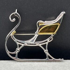 Metropolitan Museum of Art Sterling Silver and Gold Vermeil Sleigh Brooch